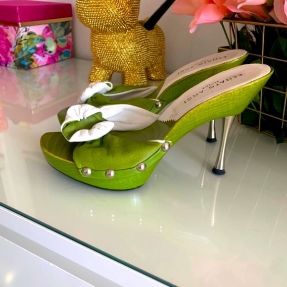 Renato Angi Shoes - RENATO ANGI Green Butter Soft Leather 4' Metal Stilettos